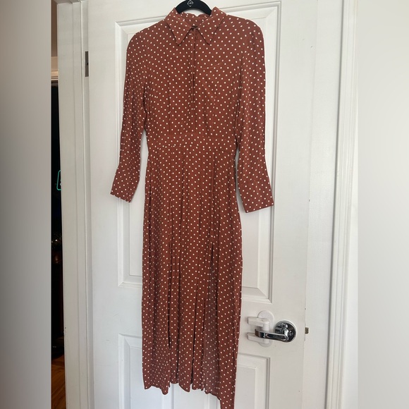 Topshop Rust Dress with Polka Dots - Picture 3 of 9